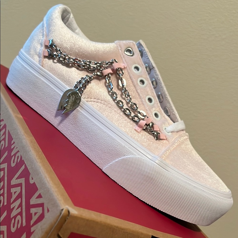 Vans Women's Pink Sneakers with Chain Detail